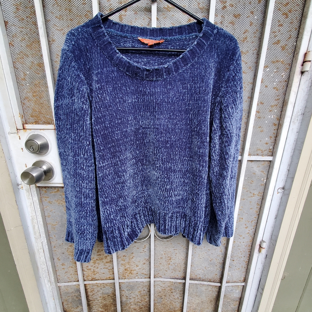 Modcloth Chenille Cropped Navy Blue Sweater Size 2X